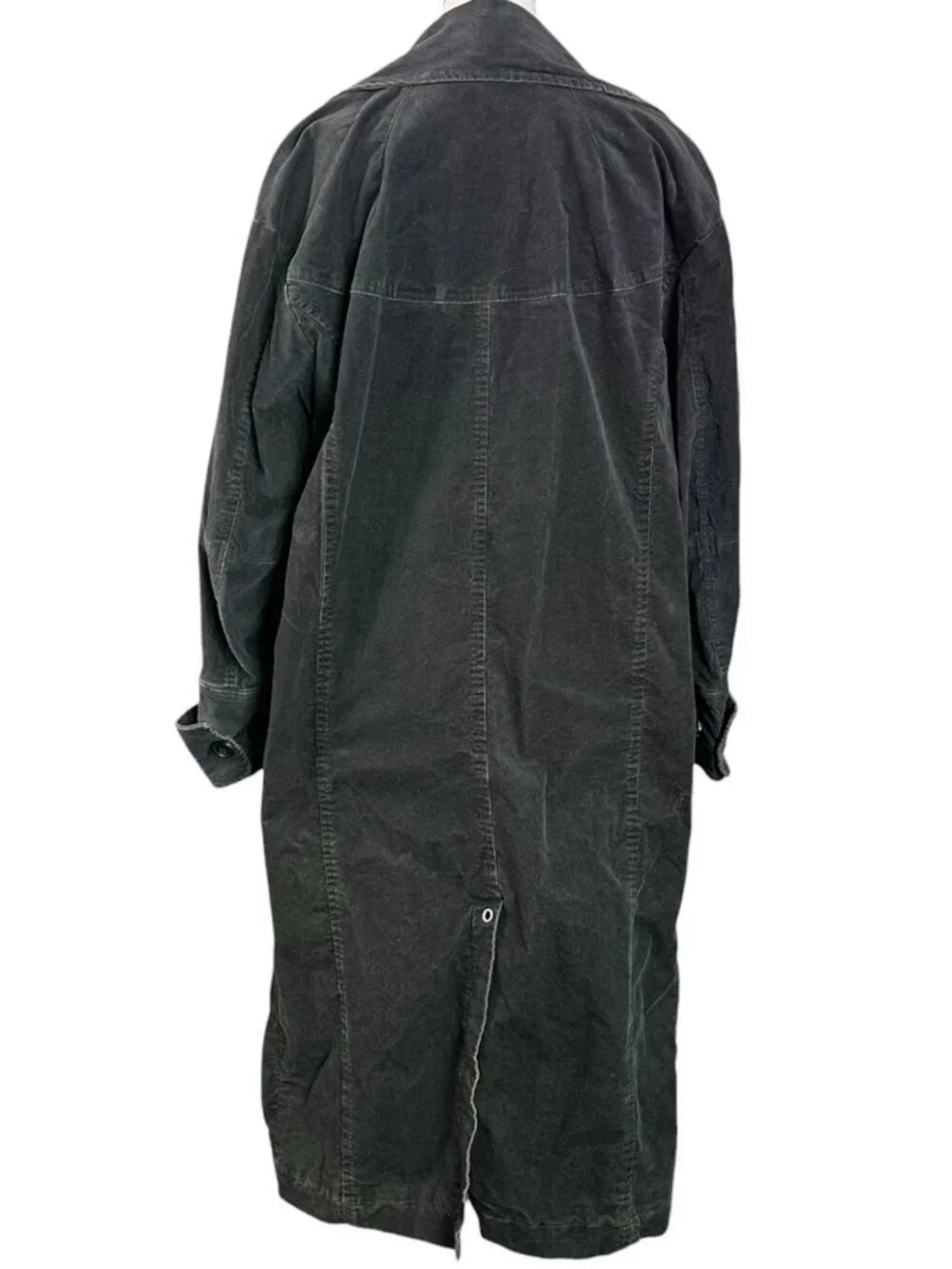 Free People Retro 70s Fox Cord Corduroy Duster Trench Coat Dark Charcoal Large